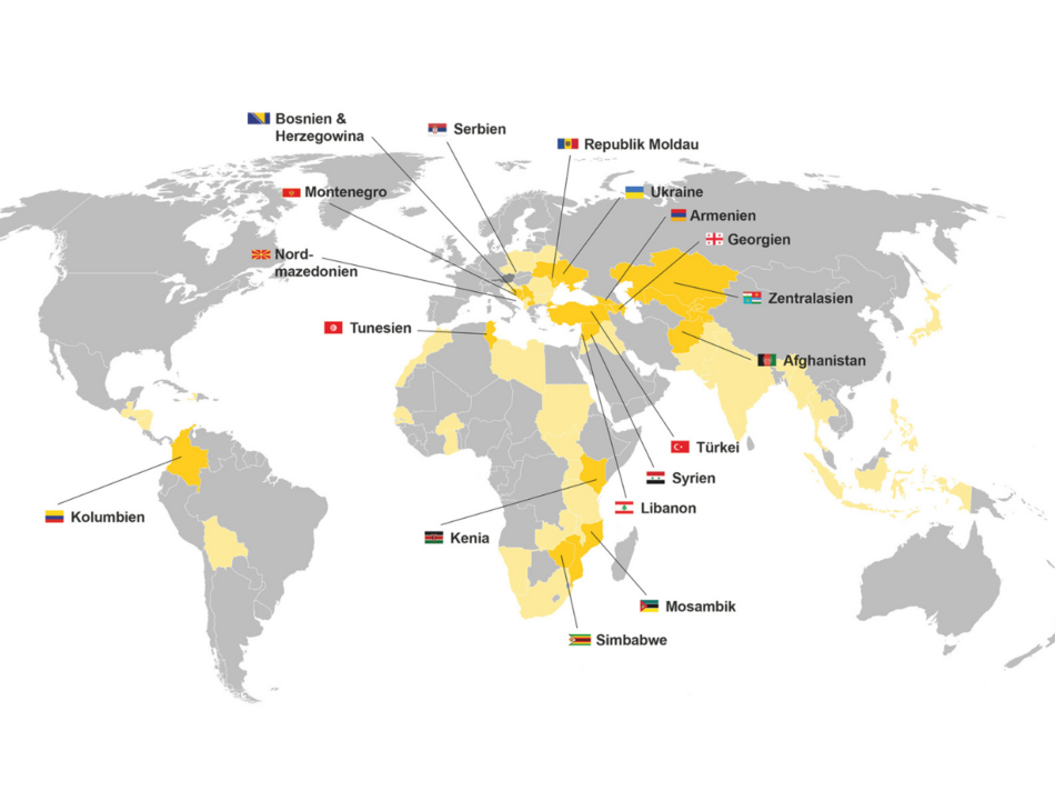 Hilfswerk International Weltkarte